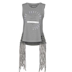 Patrizia Pepe Gray Top with Fringes, XS
